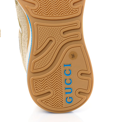 Gucci Metallic Calfskin Glitter Mesh Womens Ultrapace Sneakers 36 Gold 6 of 9
