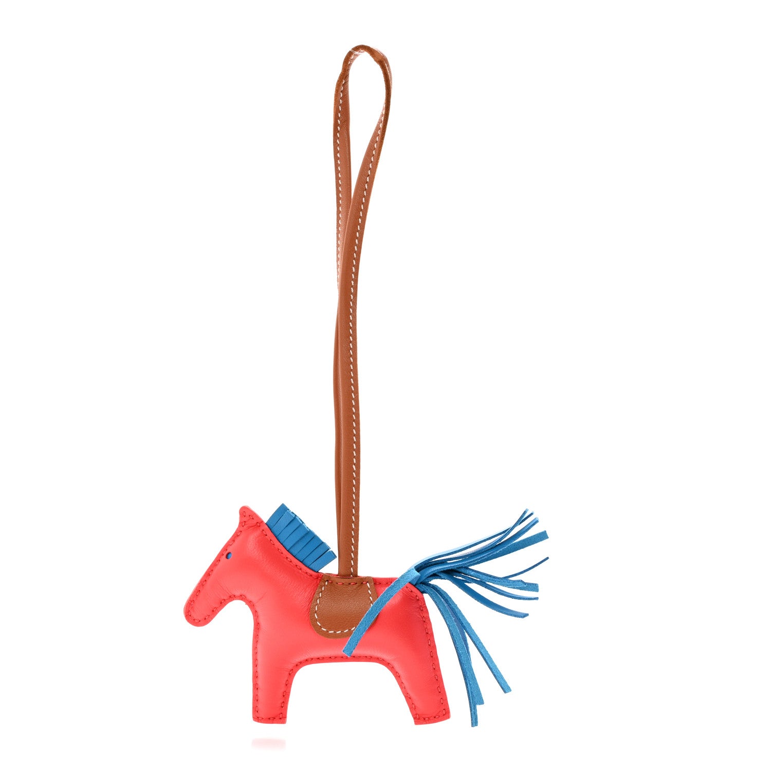 Hermes Milo Lambskin Grigri Rodeo Horse Bag Charm PM Rose Texas Bleu Zanzibar Gold 1 of 5