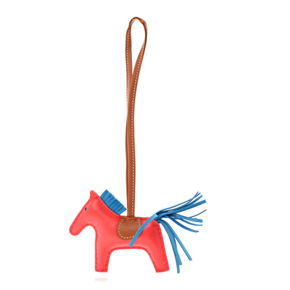 Hermes Milo Lambskin Grigri Rodeo Horse Bag Charm PM Rose Texas Bleu Zanzibar Gold 1 of 5