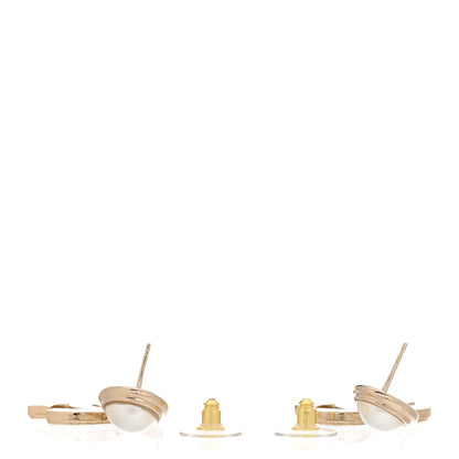 Chanel Pearl Enamel CC Drop Earrings Black 3 of 5