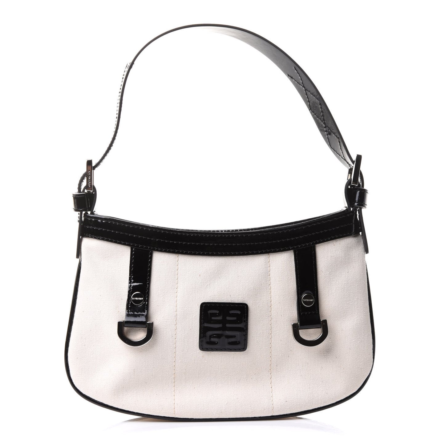 Canvas Patent Hobo Bag White Black