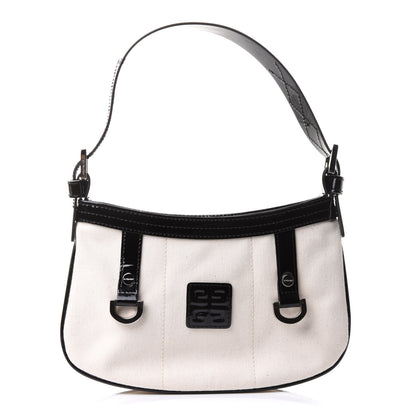 Givenchy Canvas Patent Hobo Bag White Black 1 of 12