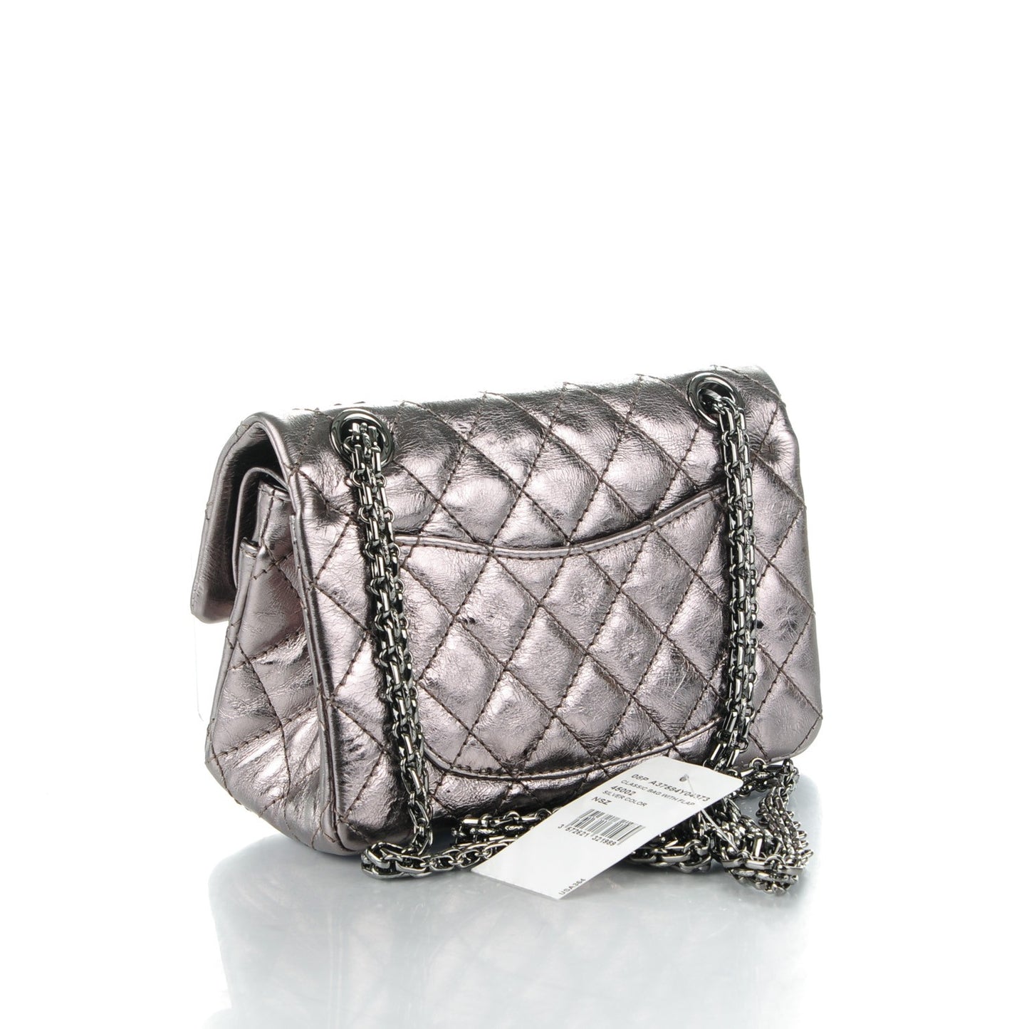 Metallic Aged Calfskin 2.55 Reissue 224 Flap Silver