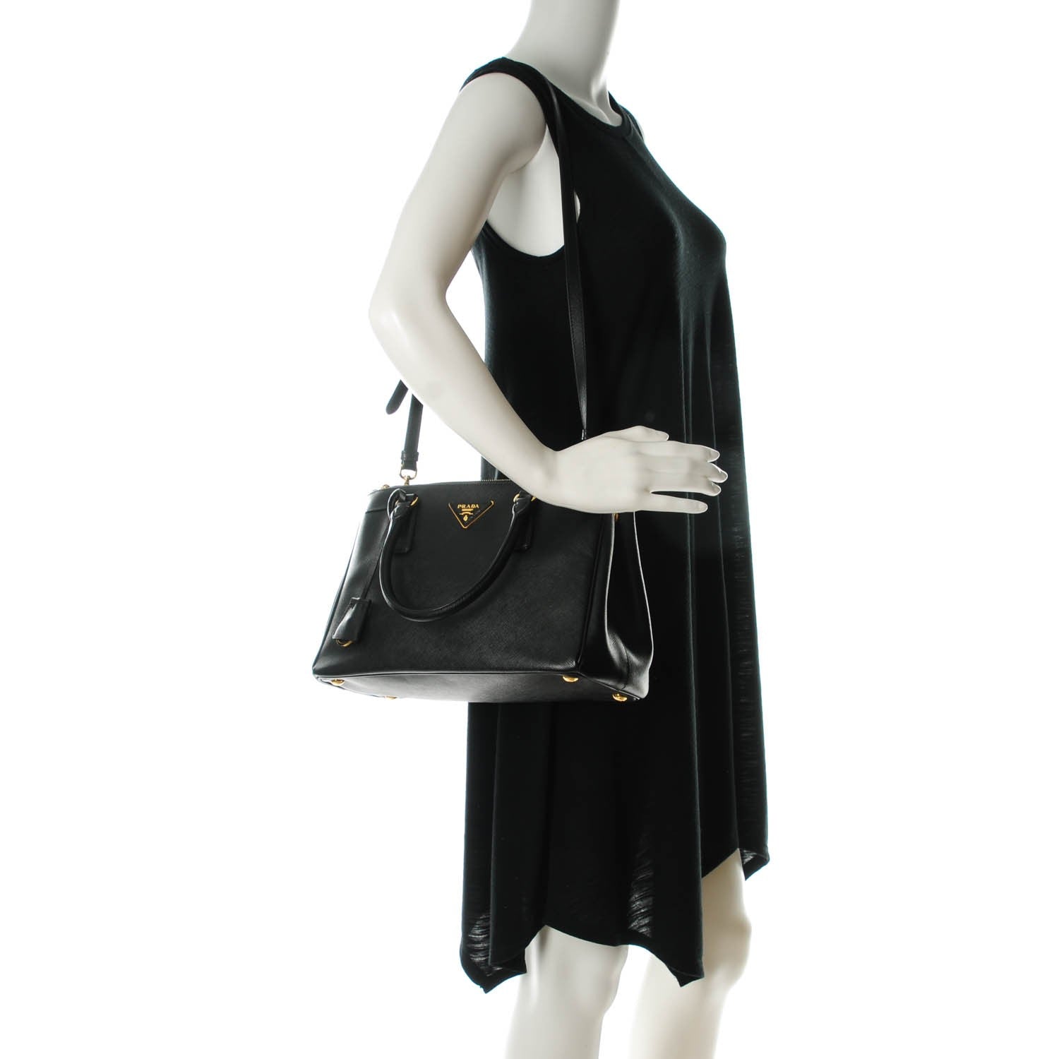 Prada Saffiano Small Galleria Double Zip Tote Black 2 of 7