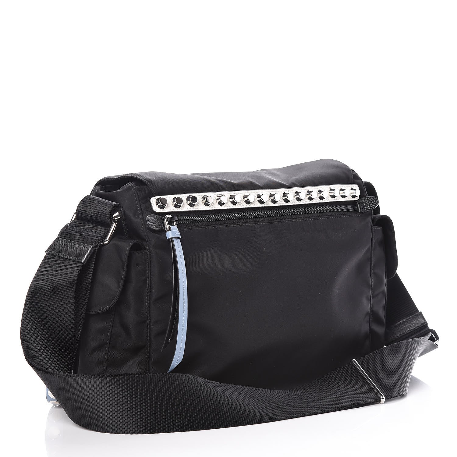 Prada Nylon New Vela Studded Messenger Black Astrale 3 of 8