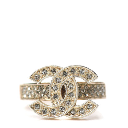 Chanel Crystal CC Ring 7 Light Gold 1 of 7