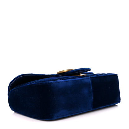 Gucci Velvet Matelasse Small GG Marmont Shoulder Bag Cobalt Blue 5 of 12