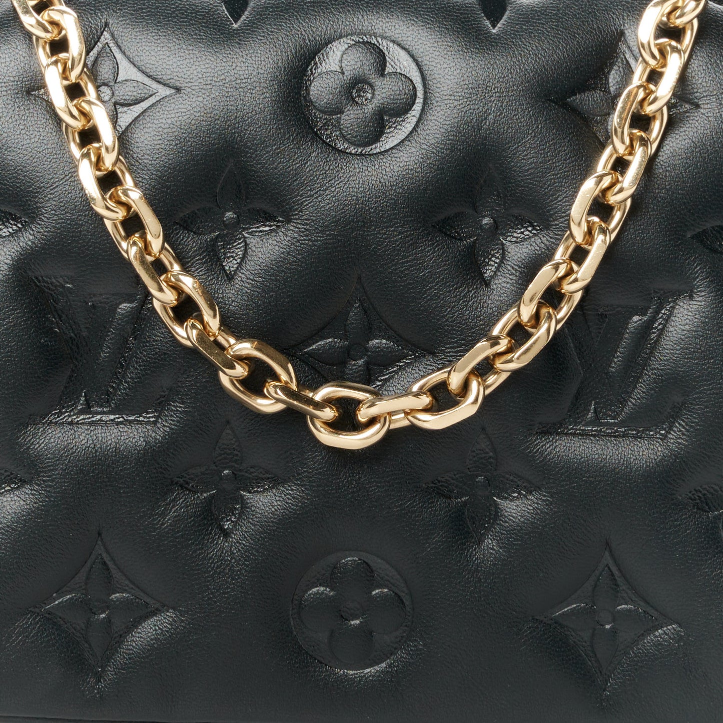 Lambskin Embossed Monogram Pochette Coussin Black