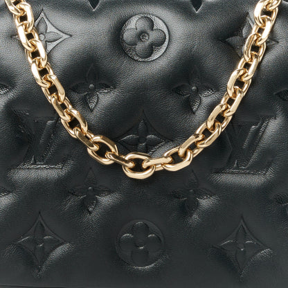 Louis Vuitton Lambskin Embossed Monogram Pochette Coussin Black 7 of 9