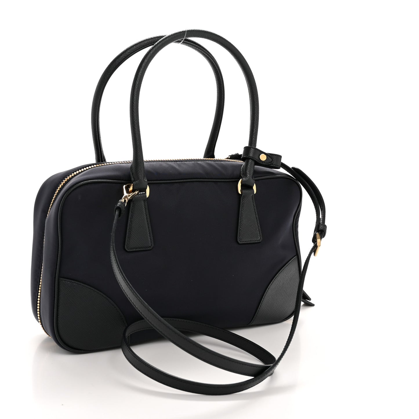 Re-Nylon Saffiano Medium Re-Edition 1978 Two Handle Bag Bleu