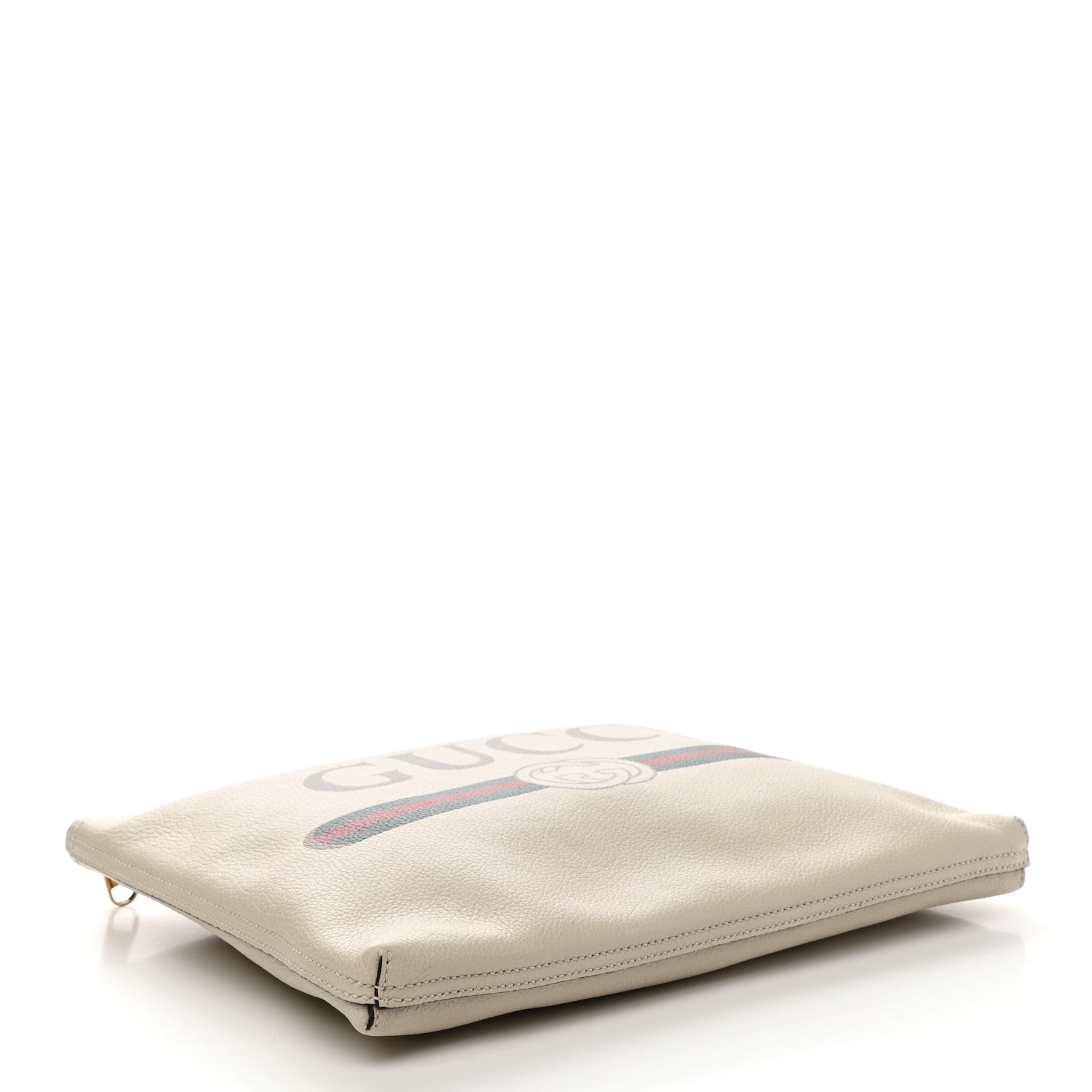 Gucci Pebbled Calfskin Medium Logo Portfolio Clutch White 4 of 7