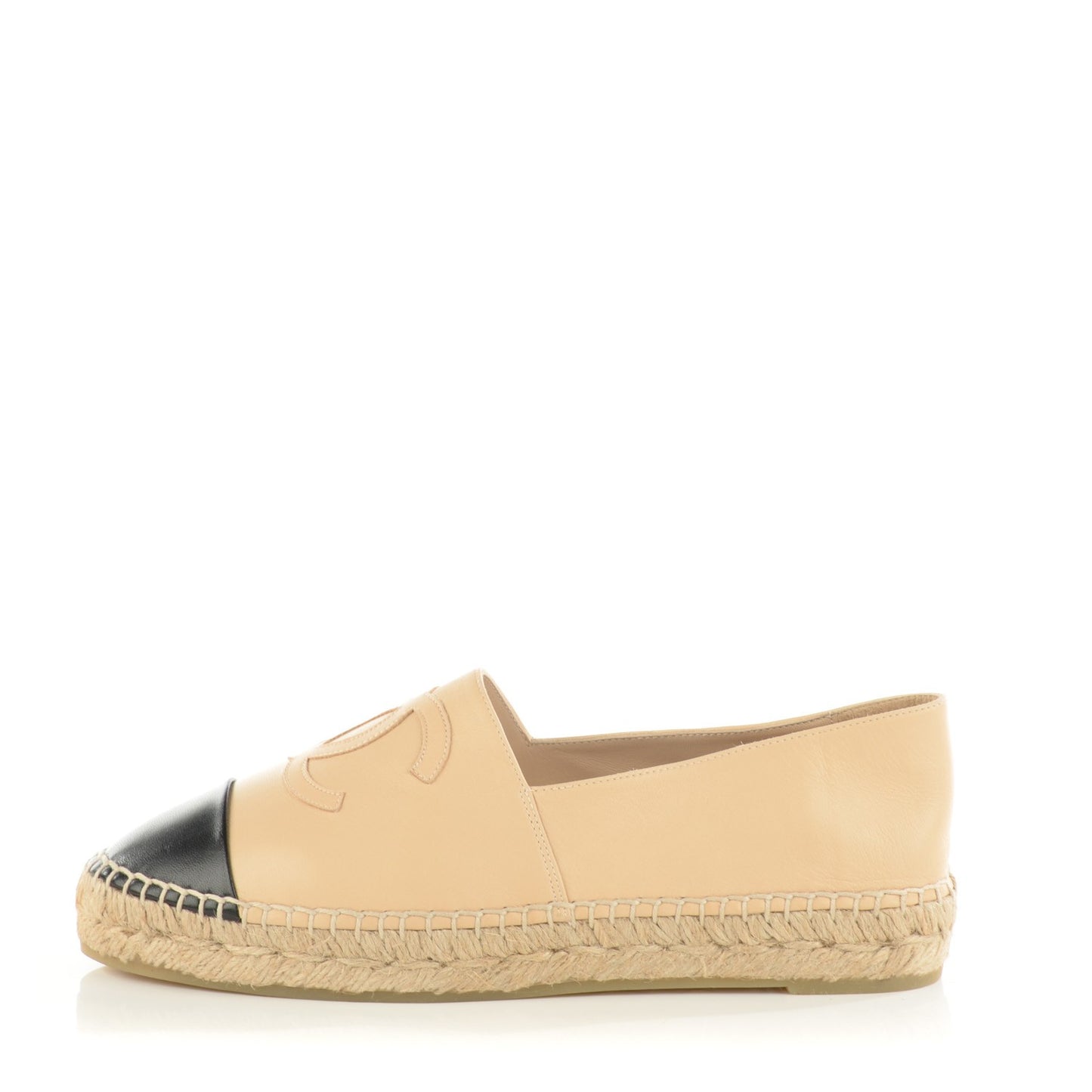 Lambskin CC Espadrilles 38 Beige Black