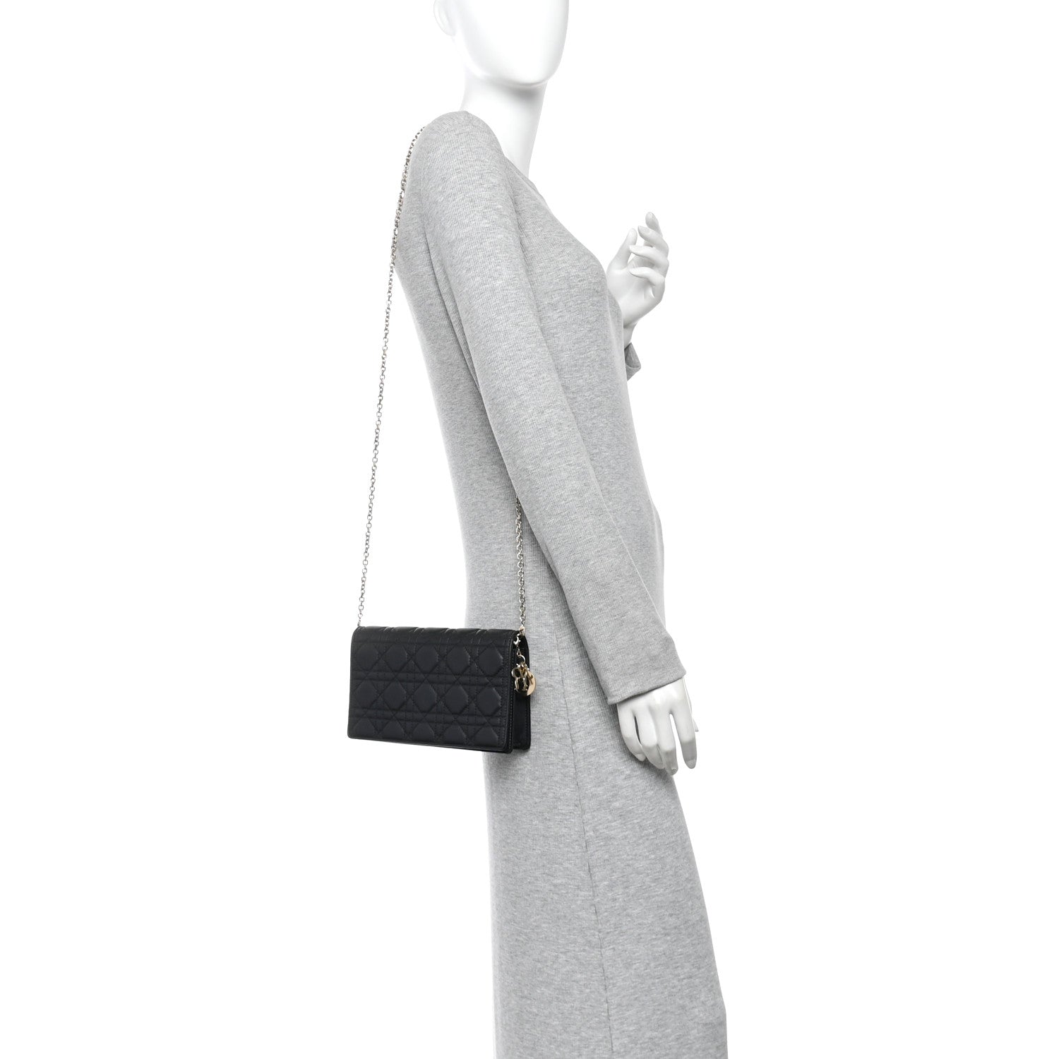 Christian Dior Lambskin Cannage Lady Dior Pouch Black 2 of 10