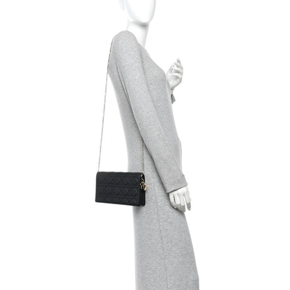 Christian Dior Lambskin Cannage Lady Dior Pouch Black 2 of 10
