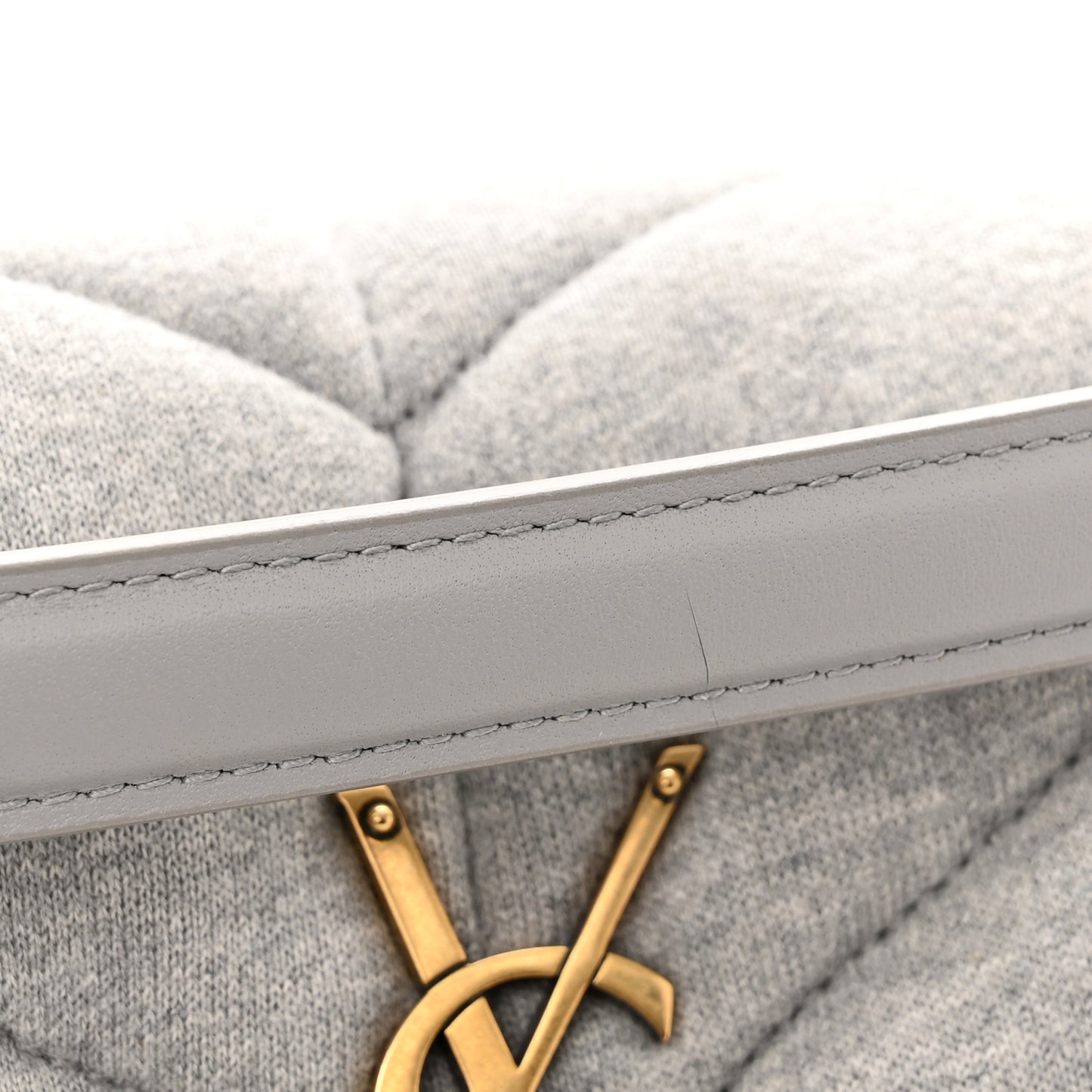 Jersey Quilted Small Loulou Puffer Monogram Chain Satchel Grey Cloud