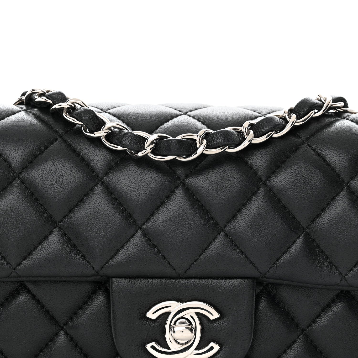 Chanel Lambskin Quilted Mini Rectangular Flap Black 8 of 10