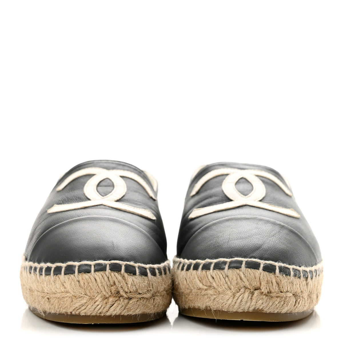 Lambskin CC Espadrilles 37 Black White Dark Grey