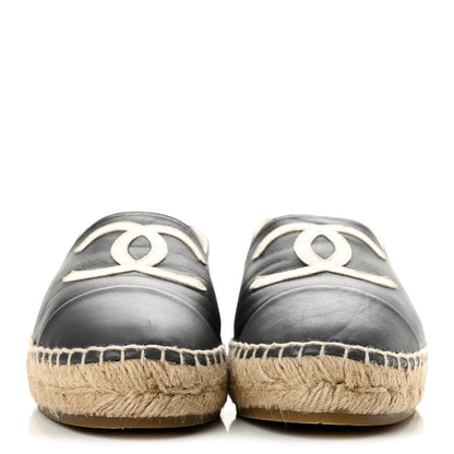 Chanel Lambskin CC Espadrilles 37 Black White Dark Grey 3 of 11