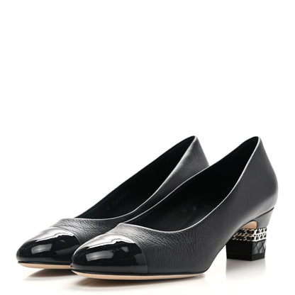 Chanel Patent Calfskin CC Cap Toe Chain Pumps 39 Black 3 of 9