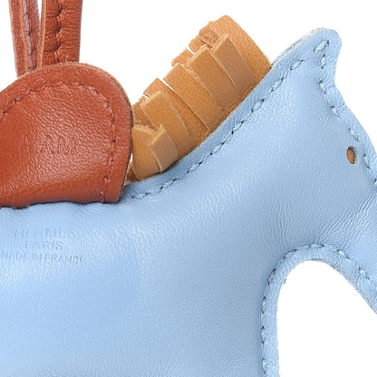 Hermes Milo Lambskin Grigri Rodeo Horse Bag Charm PM Celeste Naturel Bouton D'Or Cornaline 3 of 4