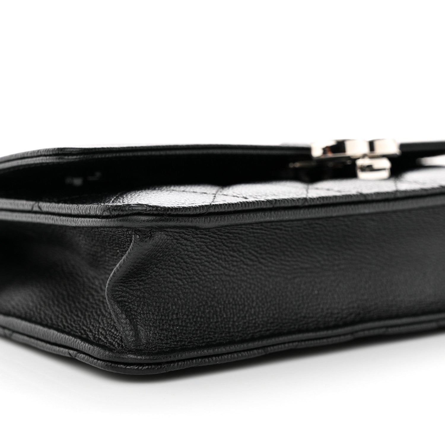 Chanel Grained Calfskin Quilted CC Box Wallet On Chain WOC Black 10 of 12