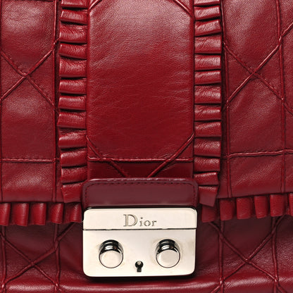 Christian Dior Lambskin Cannage Ruffle New Lock Flap Red 8 of 10