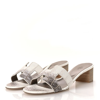 Hermes Matte Niloticus Crocodile Himalaya Oasis Sandals 40 White 4 of 11