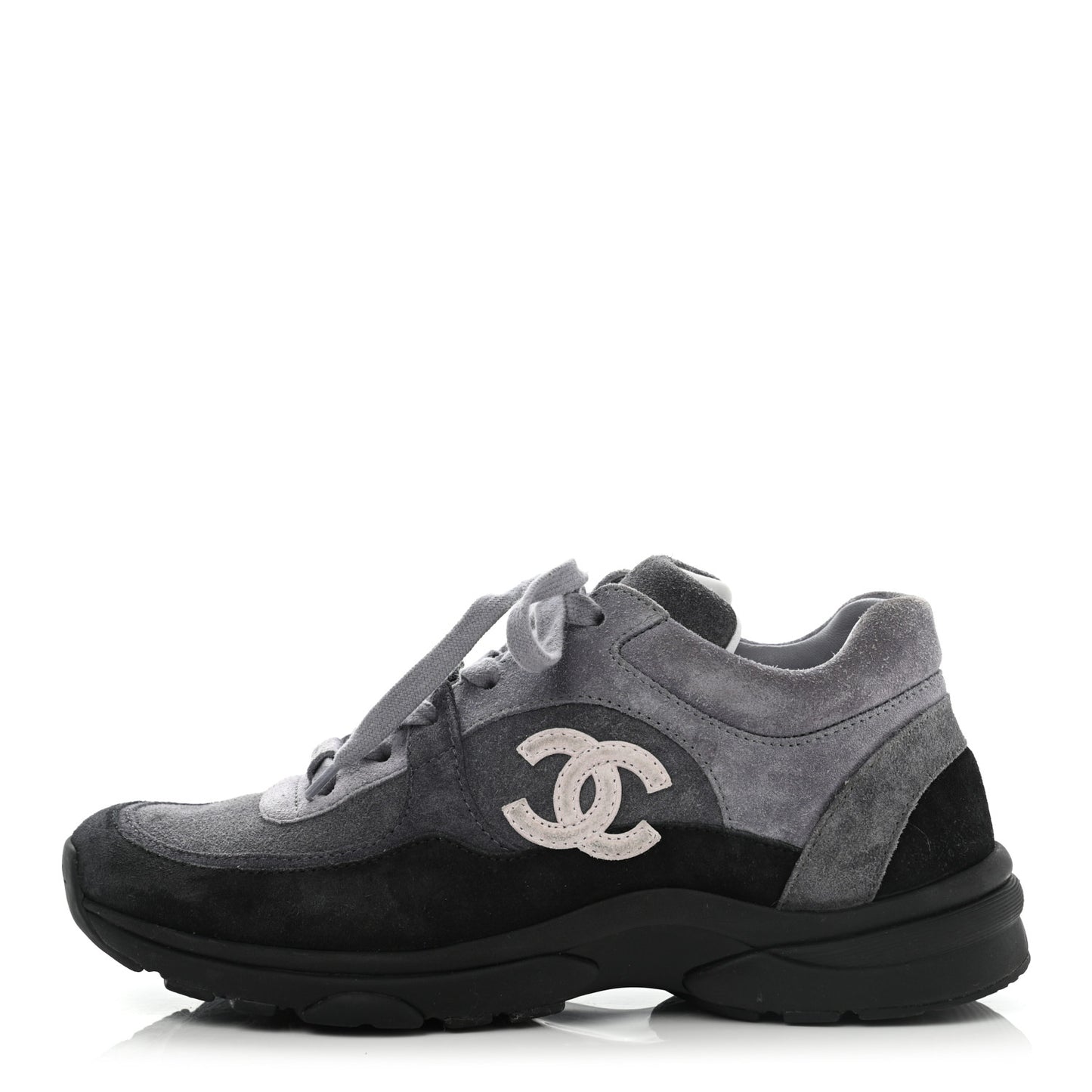Suede Calfskin CC Sneakers 37 Black