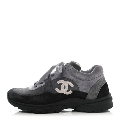 Chanel Suede Calfskin CC Sneakers 37 Black 1 of 13