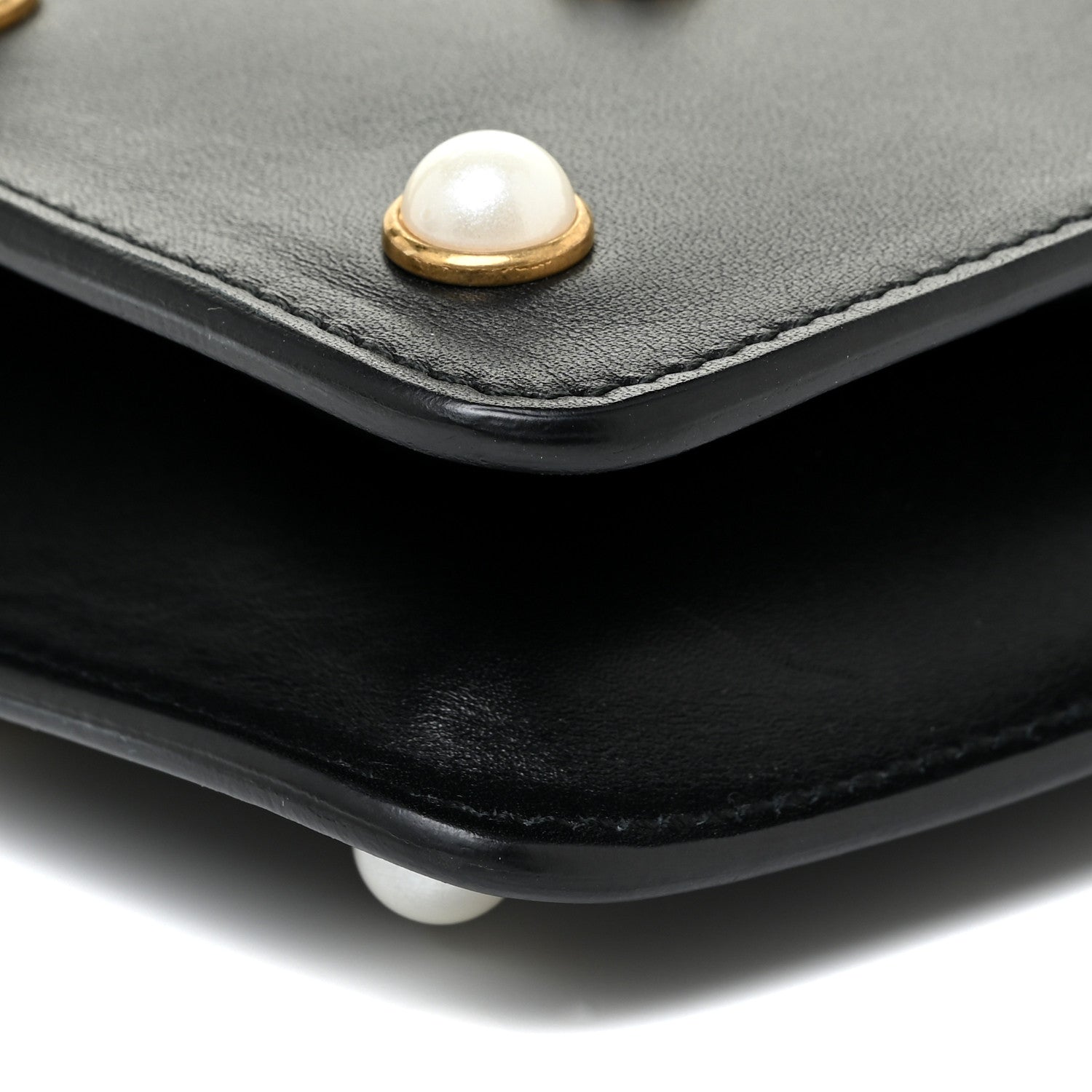 Gucci Nappa Pearl Studded Mini Queen Margaret Broadway Shoulder Bag Black 9 of 15