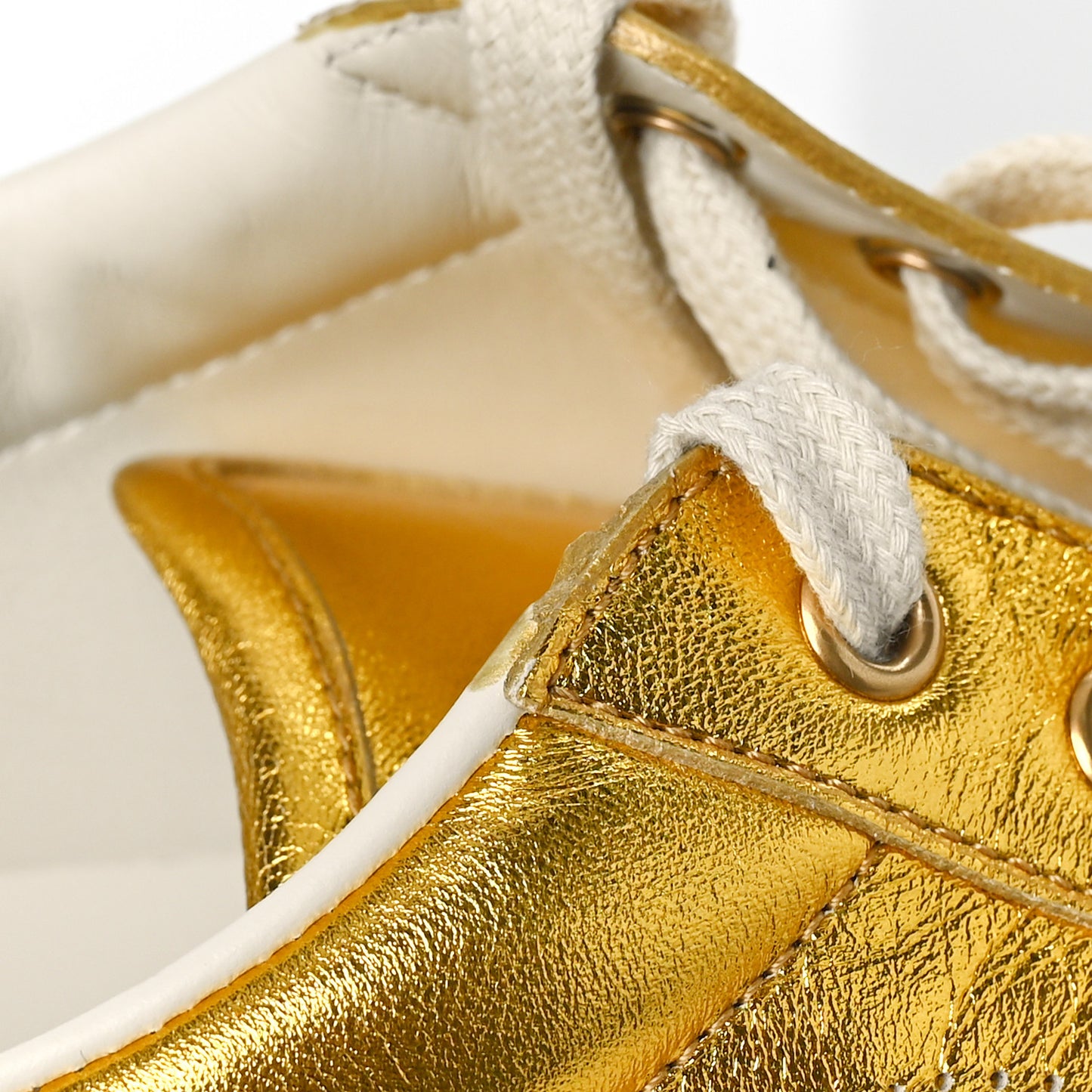 Metallic Nappa Interlocking G Perforated Mens Ace Sneakers 11.5 Oro Vecchio