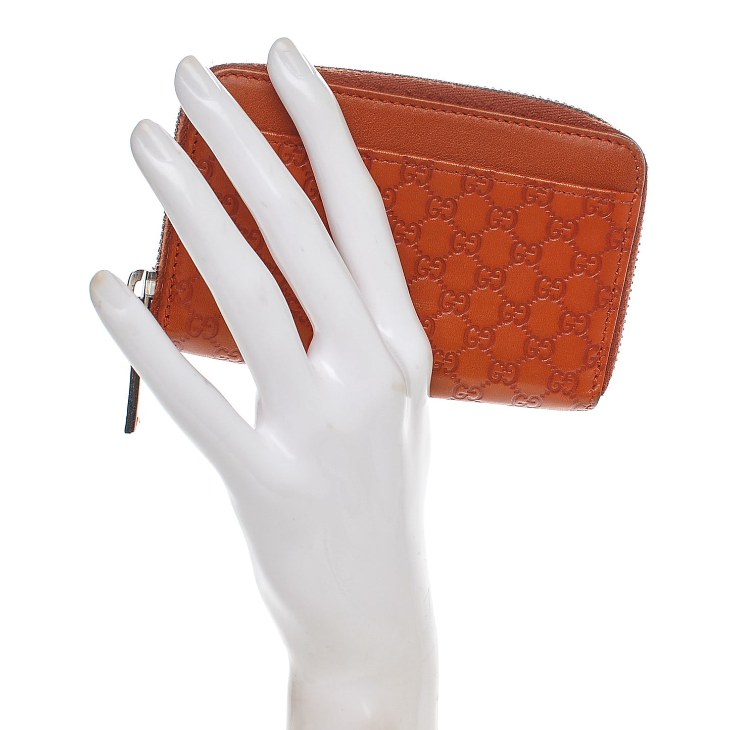 Microguccissima Zip Around Key Ring Coin Purse Burnt Orange