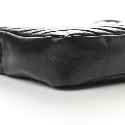 Saint Laurent Cracked Shiny Calfskin Matelasse Monogram Lou Camera Bag Black 9 of 10