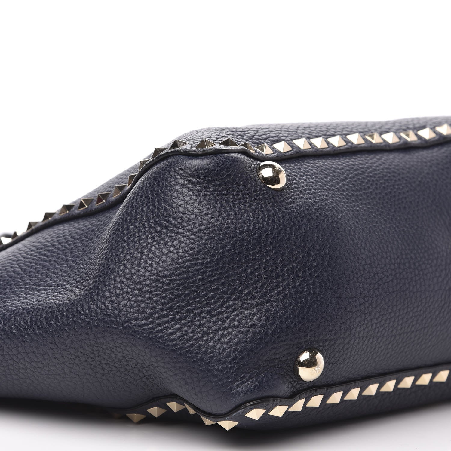 Valentino Garavani Pebbled Calfskin Medium Rockstud Tote Marine 7 of 9