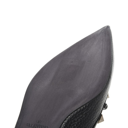 Valentino Garavani Pebbled Calfskin Onyx Rockstud Rolling Ballerina Flats 36.5 Black 9 of 16