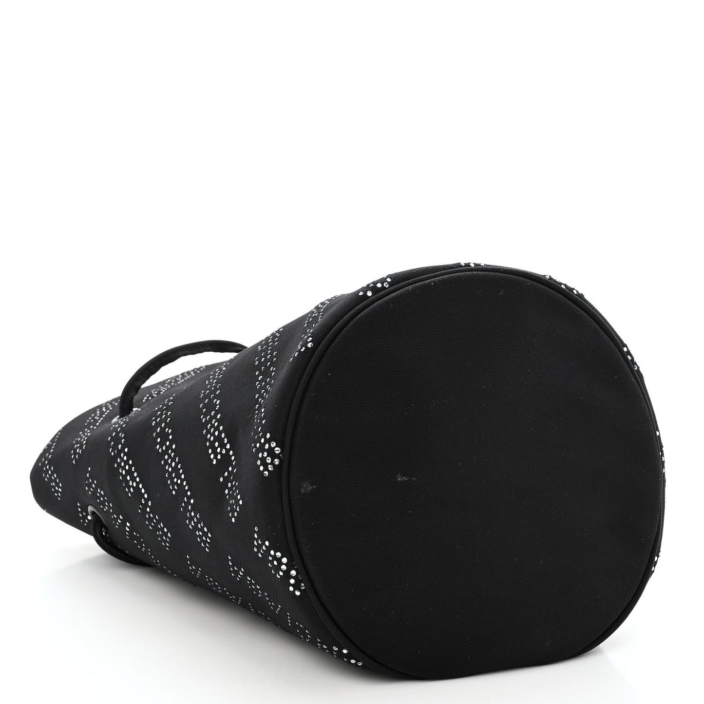 Recycled Sport Nylon Crystal Allover Logo Wheel Drawstring Bucket Bag Black Crystal