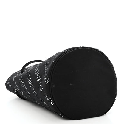 Balenciaga Recycled Sport Nylon Crystal Allover Logo Wheel Drawstring Bucket Bag Black Crystal 4 of 9