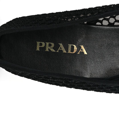 Prada Mesh Fabric Ballerina Flats 41 Black 8 of 8