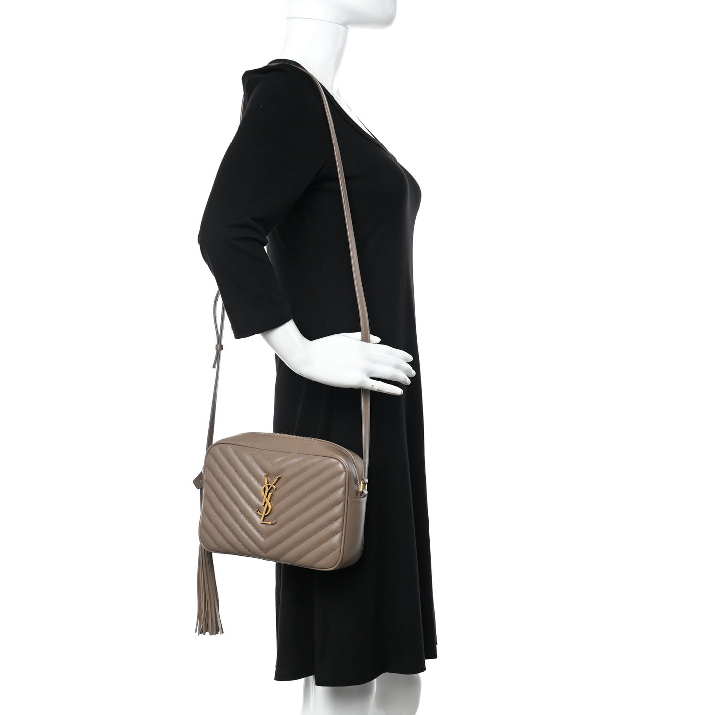Calfskin Matelasse Monogram Lou Camera Bag Greyish Brown