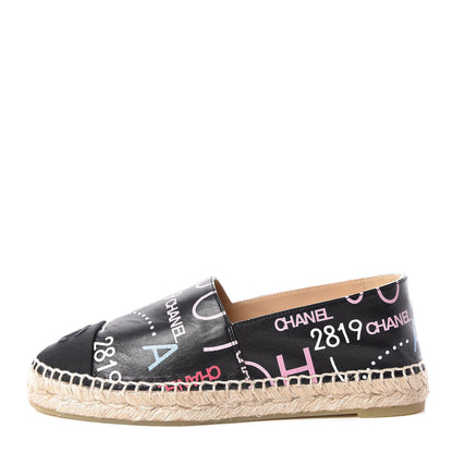 Chanel Lambskin Grosgrain Printed Espadrilles 37 Multicolor Black 1 of 10