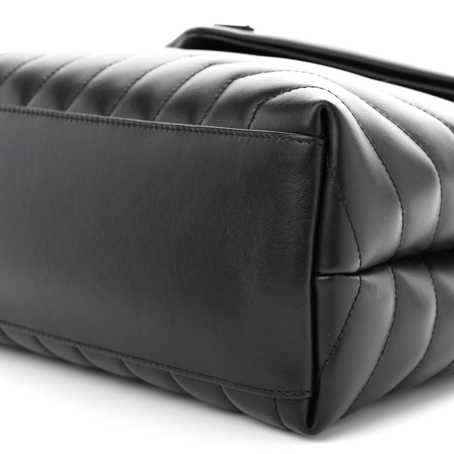 Calfskin Y Quilted Monogram Monochrome Medium Loulou Chain Satchel Black
