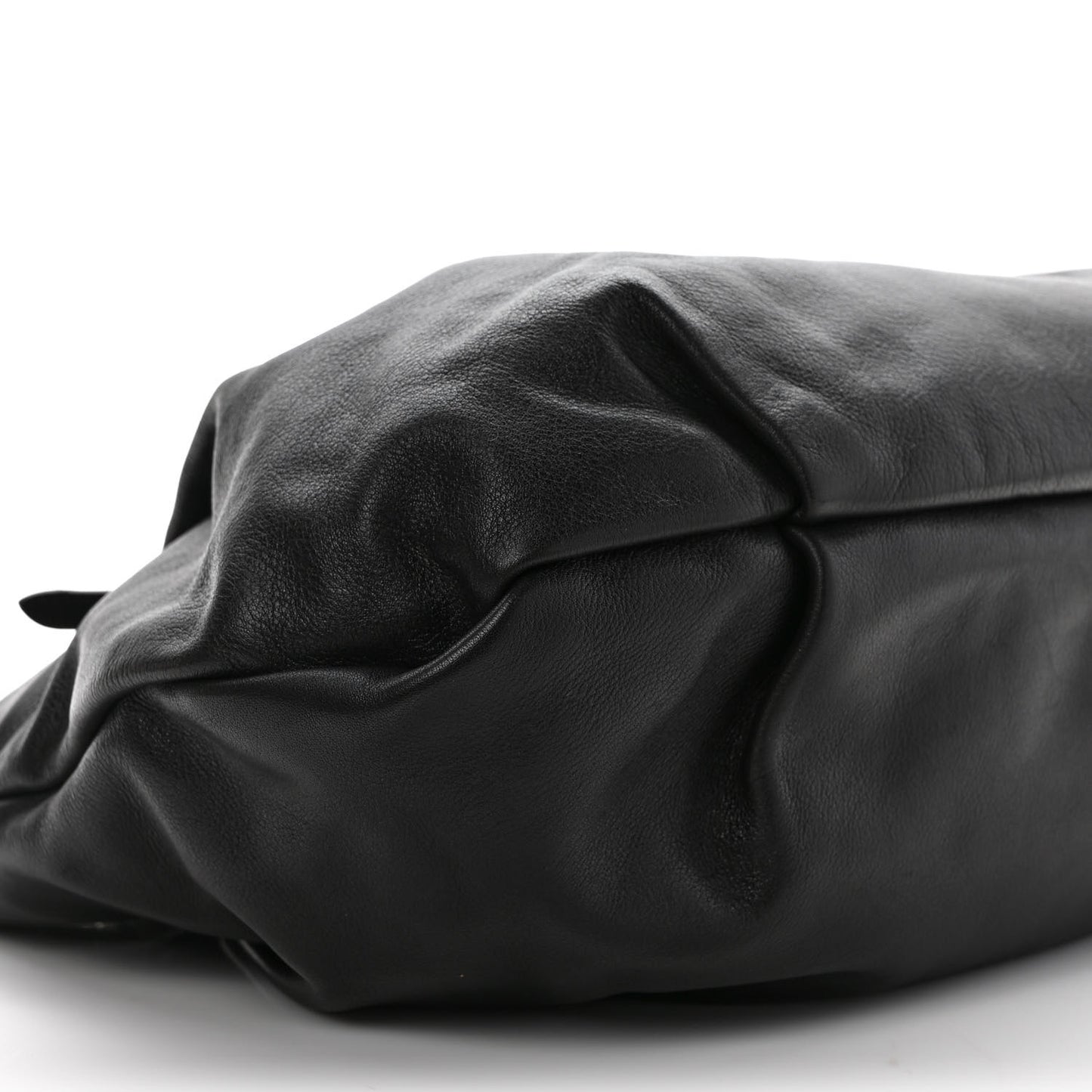 Soft Calfskin Pleated Shoulder Bag Black