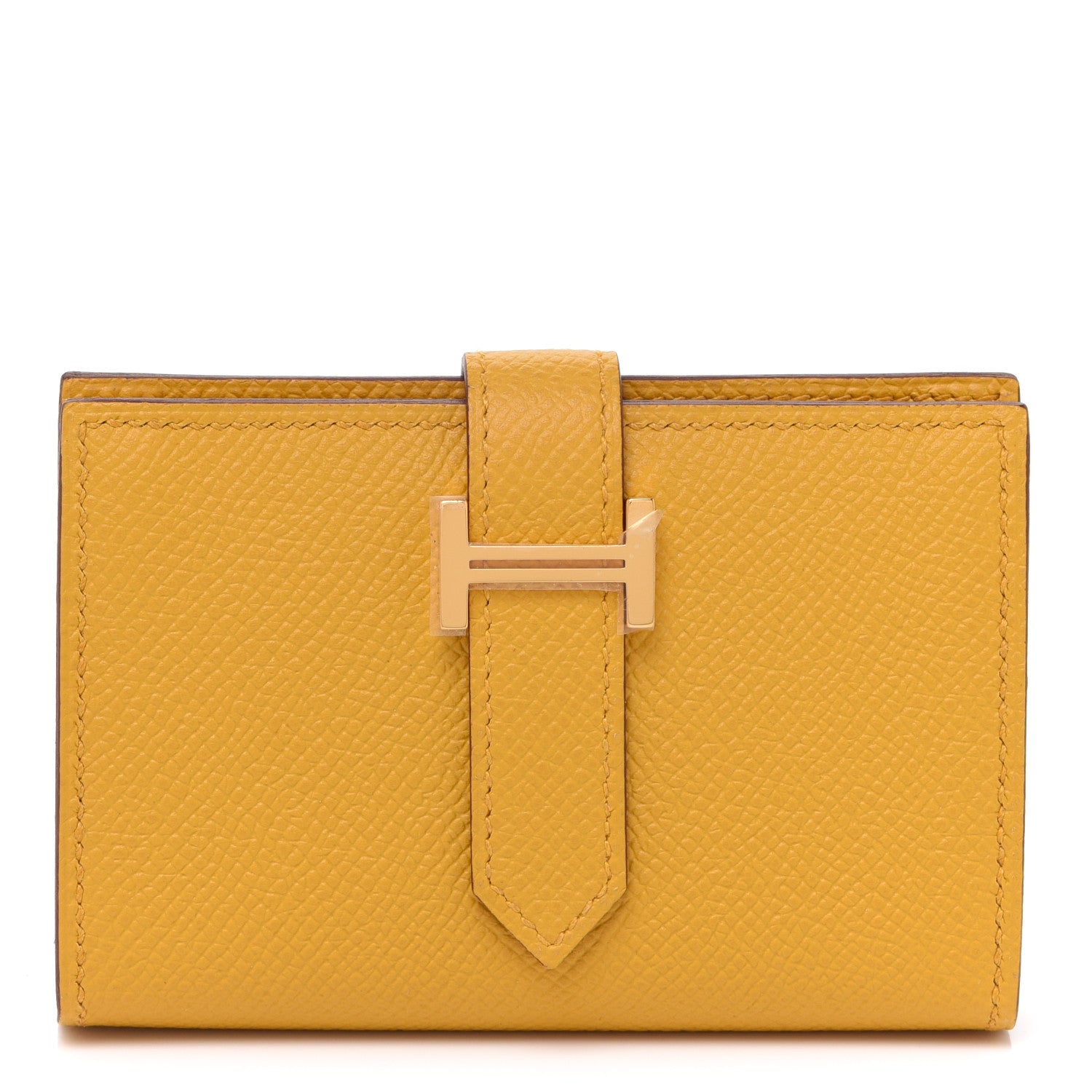 Hermes Epsom Bearn Card Holder Wallet Jaune Ambre 1 of 8