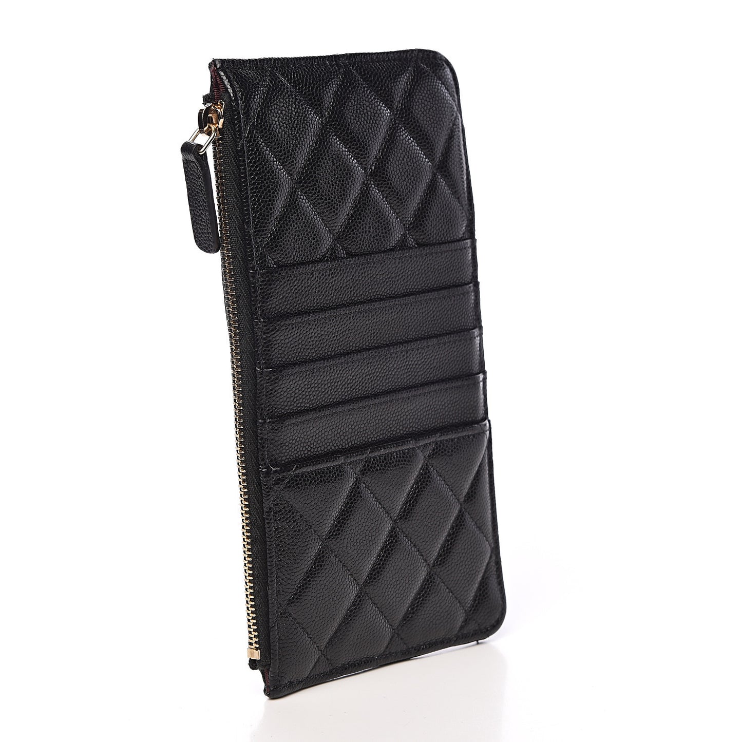 Caviar Quilted Classic Flat Wallet Pouch Black