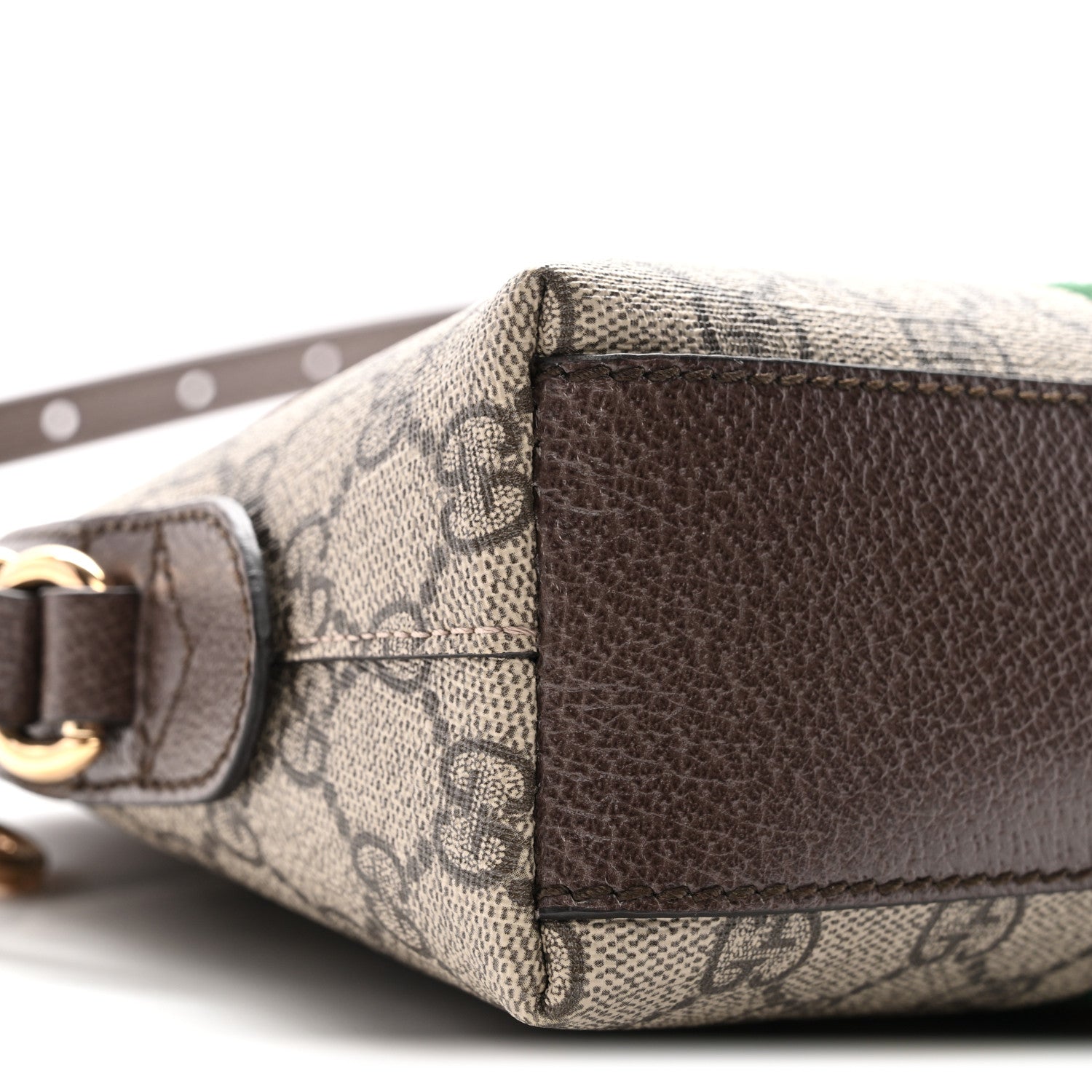 Gucci GG Supreme Monogram Textured Dollar Calfskin Web Small Ophidia Dome Shoulder Bag Beige Ebony New Acero 10 of 11