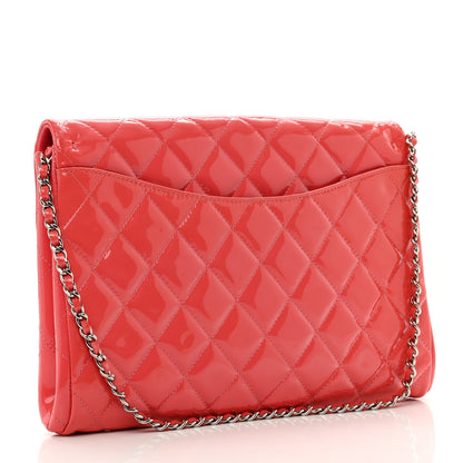 Chanel Patent Quilted Clutch with Chain Flap Fuchsia 3 of 10