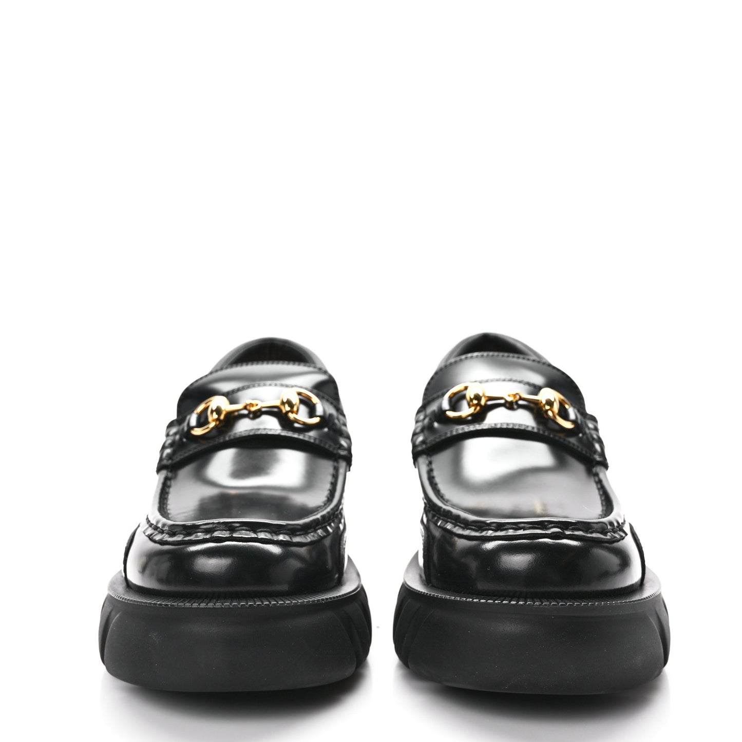 Magnum Calfskin Nappa Samoa Womens Horsebit Platform Chunky Lug Sole 40mm Loafers 37 Black