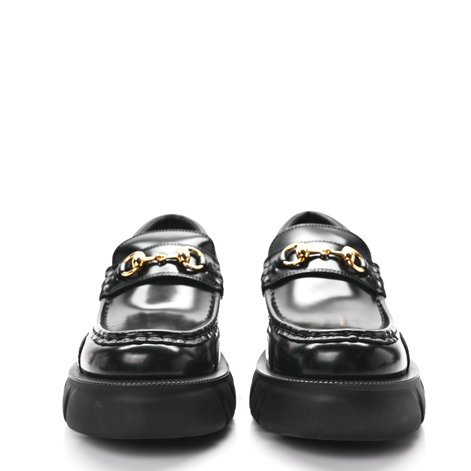 Gucci Magnum Calfskin Nappa Samoa Womens Horsebit Platform Chunky Lug Sole 40mm Loafers 37 Black 2 of 8