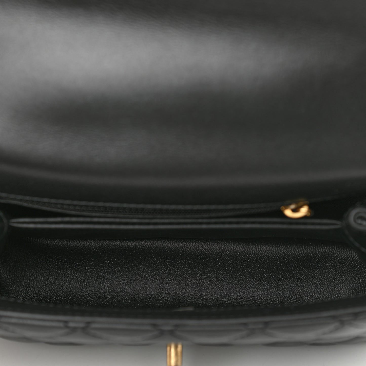 Calfskin Strass Quilted Mini Coco Handle Flap Black