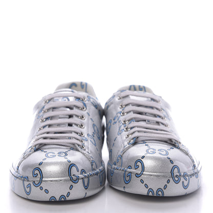 Gucci Miro Rubber Wax GucciGhost Print Mens New Ace Sneakers 7.5 Silver 2 of 9